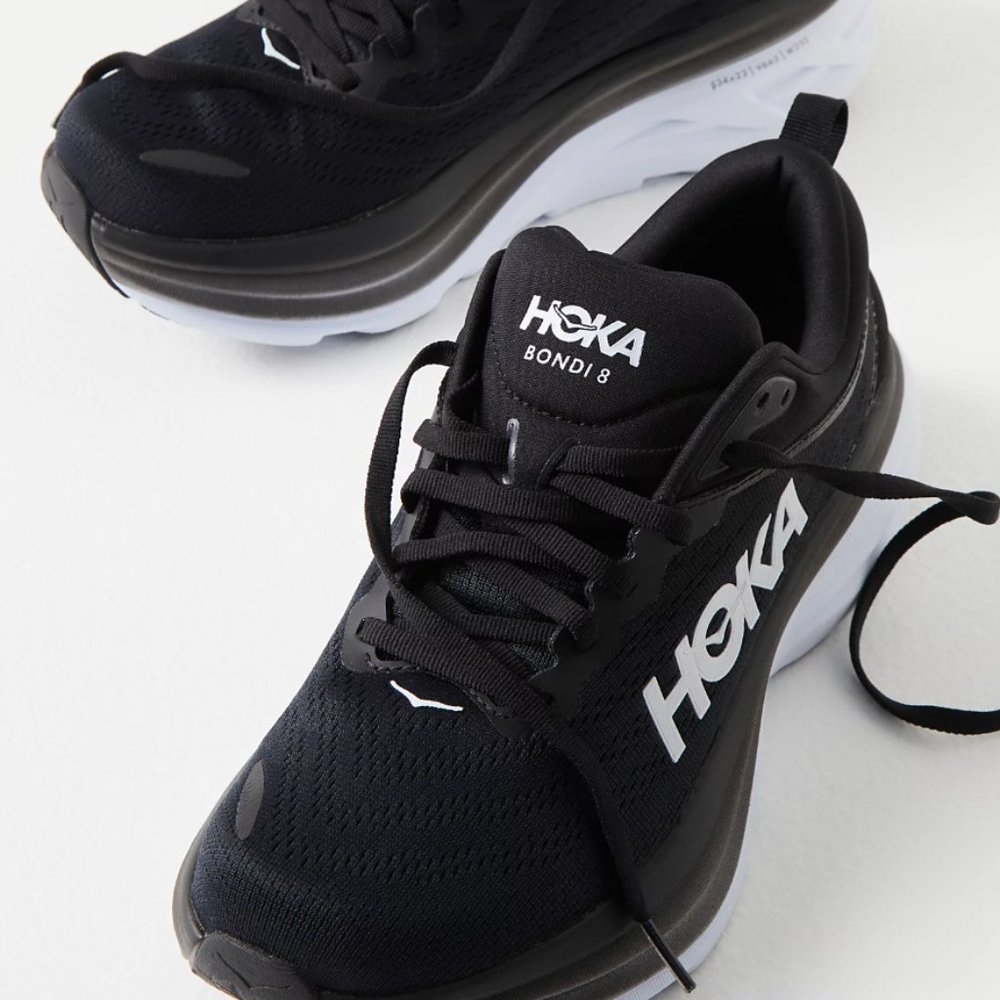 Hoka Bondi 8 Black and White Athletic Shoes